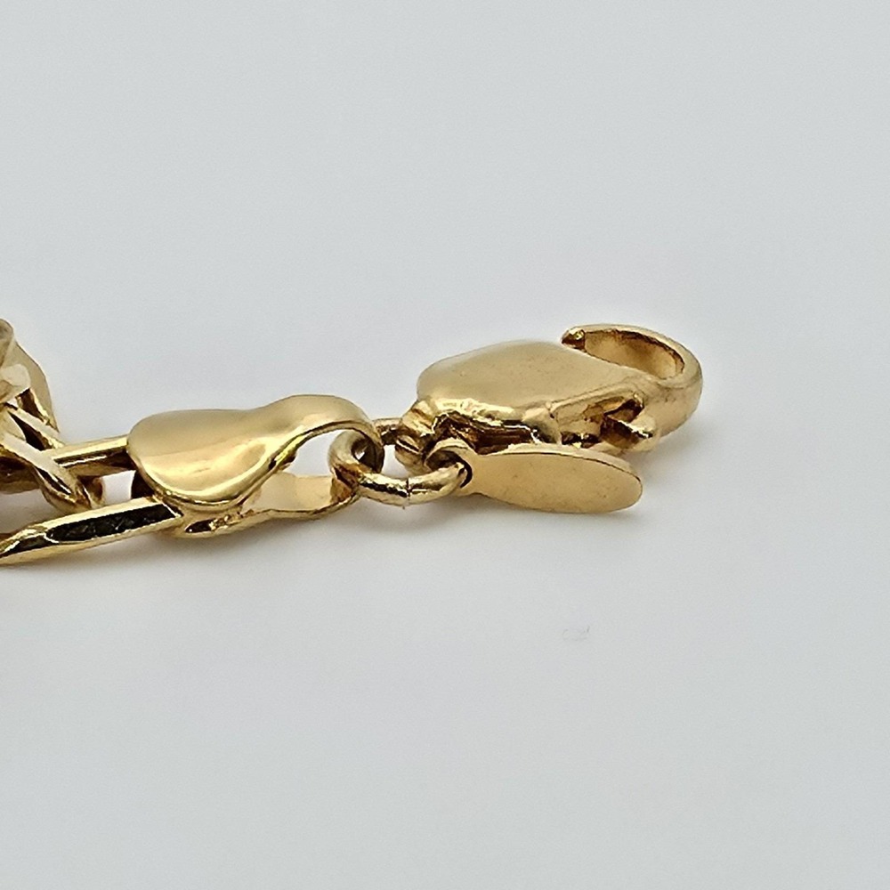 Vtg HONOR SOCIETY Women's Anklet Men's Bracelet Gold Plated Figaro Chain Avon 9" - Picture 8 of 14
